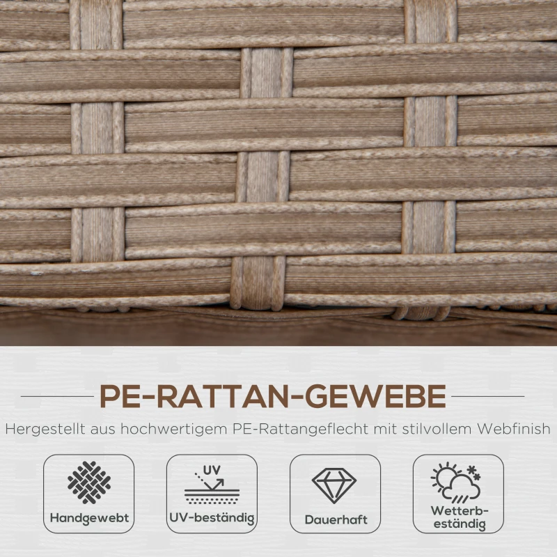 Outsunny 6-delig poly rotan bankstel voor tuin en terras incl. kussens, weerbestendig, bijzettafel, loungemeubel, bruin + kaki + blauw