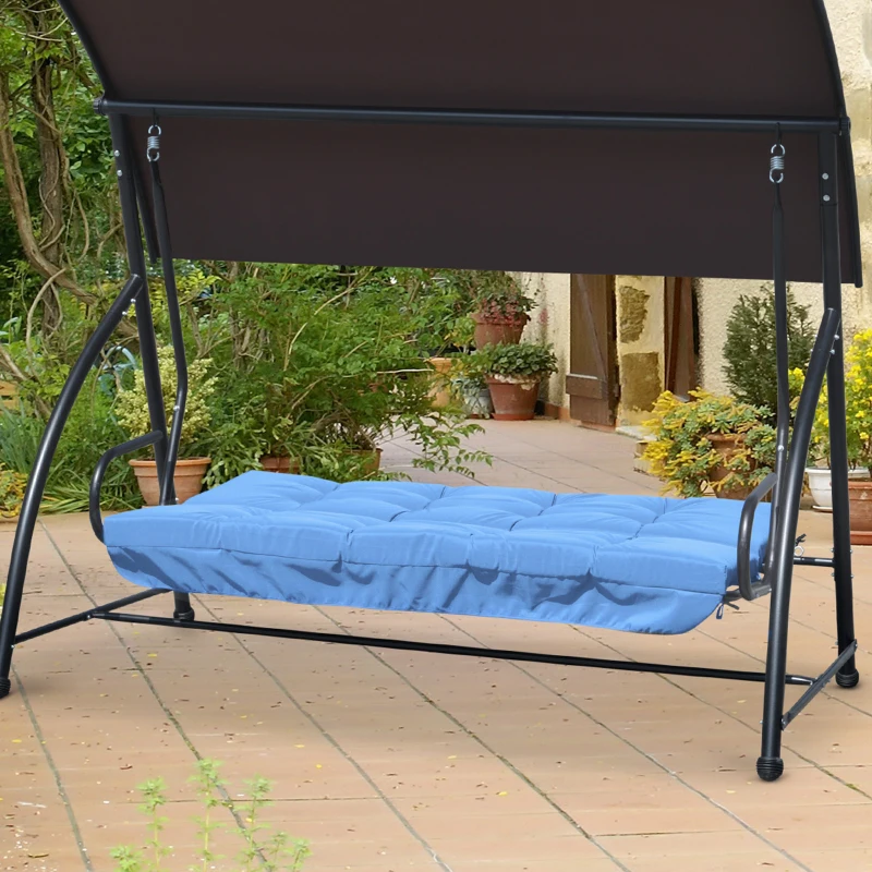 Outsunny kussenset voor veranda schommel 170 cm, stoelkussen, schommelkussen, zijkussen, blauw