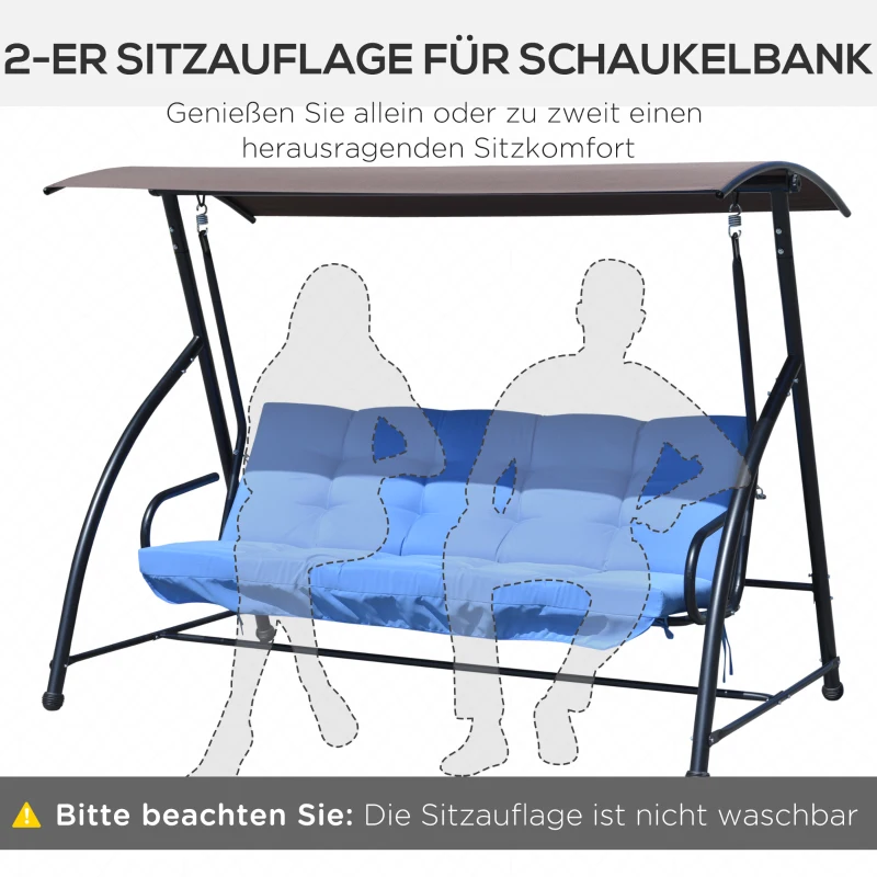 Outsunny kussenset voor veranda schommel 170 cm, stoelkussen, schommelkussen, zijkussen, blauw