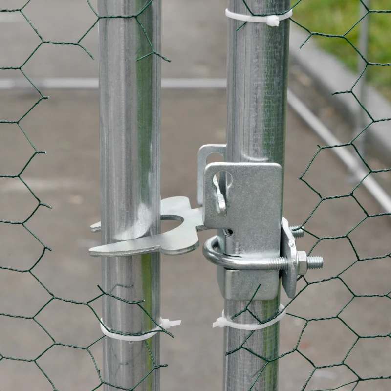 PawHut Kippenhok Huisdierkooi XXL 280 x 570 x 197 m Buiten Pluimveehok voor Kippenkooi met Schaduw Dakslot Buitenverblijf voor 12-18 Kippen Eend Konijnen Zinkstaal