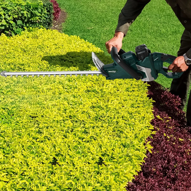 DURHAND Elektrische heggenschaar Snoerloze Elektrische heggenschaar met 350 W motorvermogen Snoerloze 180° draaihendel 52 cm snijlengte Staal ABS Groen + Zwart