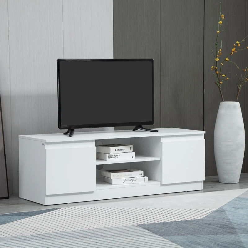 HOMCOM TV lowboard TV tafel TV meubel voor TV's TV dressoir tot 55 inch TV meubel met kastplank wit 120 x 39.5 x 40 cm