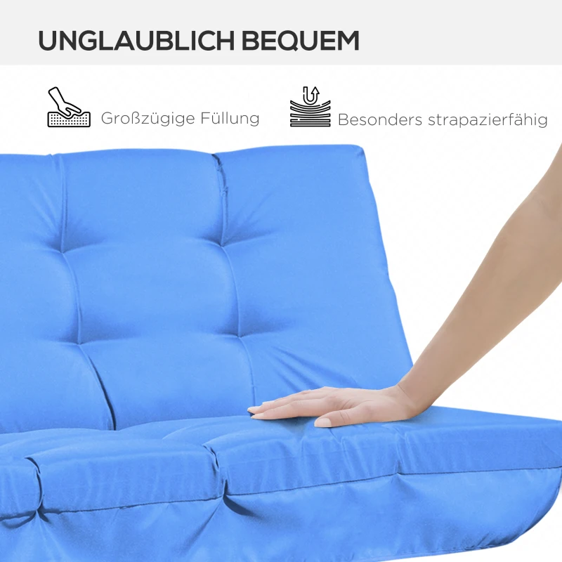 Outsunny kussenset voor veranda schommel 170 cm, stoelkussen, schommelkussen, zijkussen, blauw