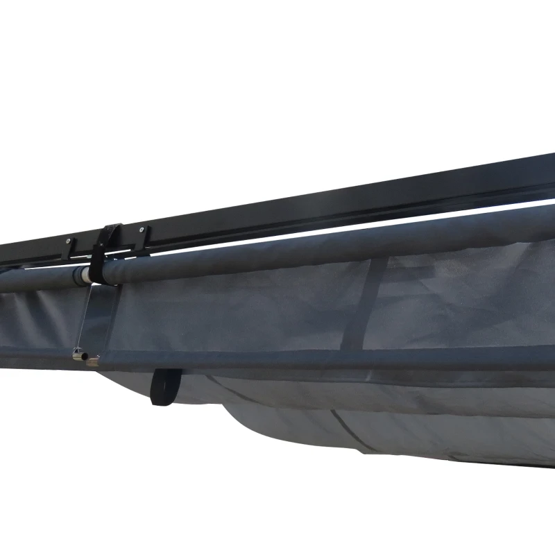 Outsunny Pergola Tuingazebo 3,9 x 2,9 m met zonneluifel en 4 automatische rolluiken Waterdicht voor tuinbekleding Tuinmeubelen Aluminium Polyester Donkergrijs
