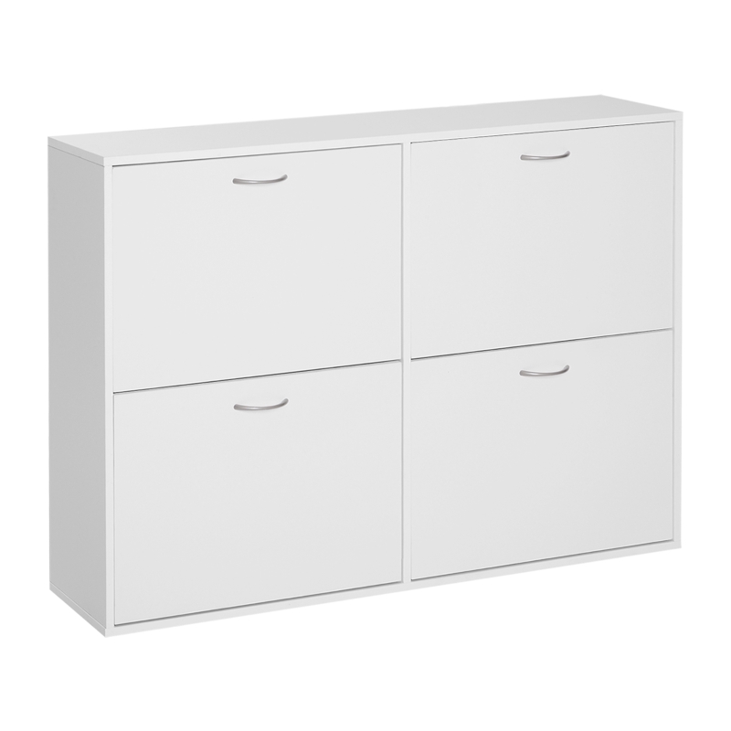 Homcom Dulap Pantofi Alb 120×24×81 cm – 24 Perechi, Design Lemn Compact(m-13)