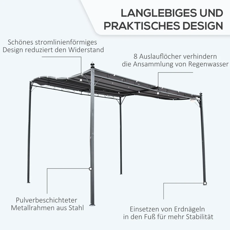 Outsunny Pergola Metaal 297x297cm Met Gebogen Dak voor Garden en Terrace voor Gezins Grijs(m-5)