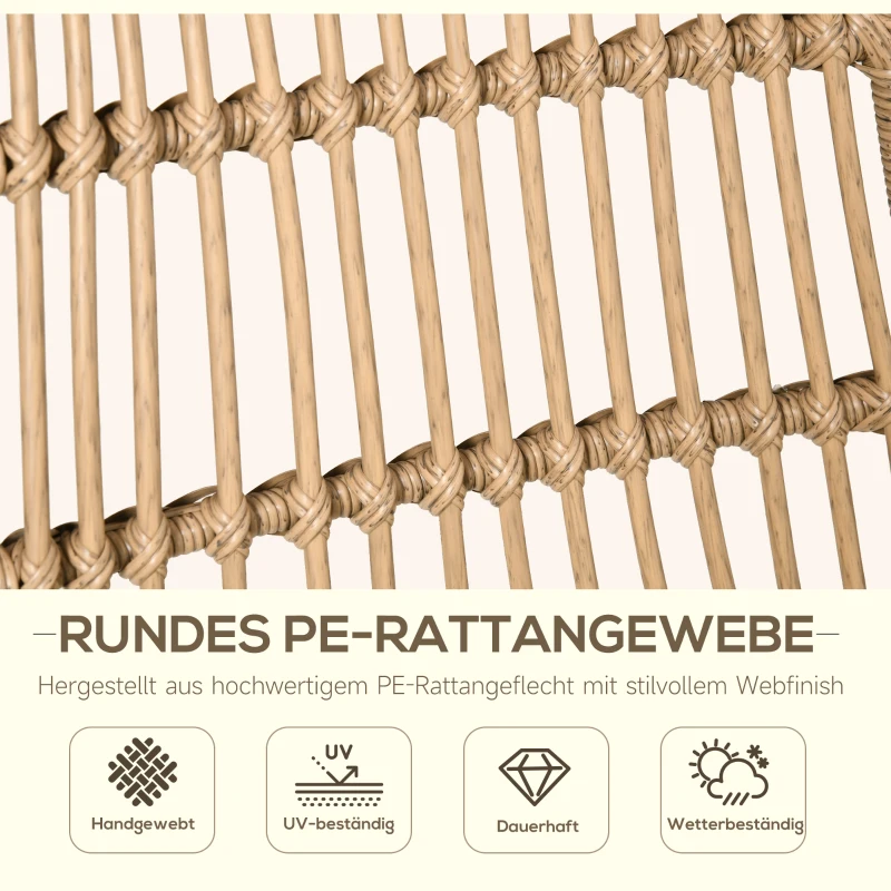 Outsunny 5-delige Polyrattan tuinmeubelset, eettafel met 4 stoelen, tuinmeubel met bijzettafel, tuinset, buiten, metaal, naturel