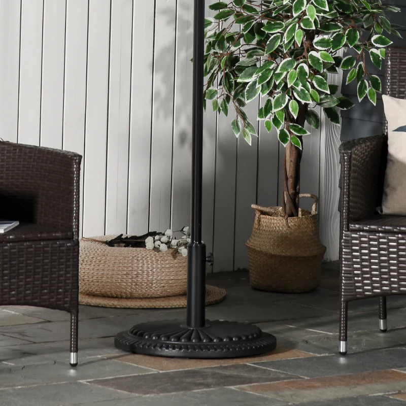 Outsunny parasolstandaard 15 kg parasolstandaard voor parasol ronde parasolstokken 35-48 mm parasolvoet voor tuinterras balkon cement Ø49 cm zwart