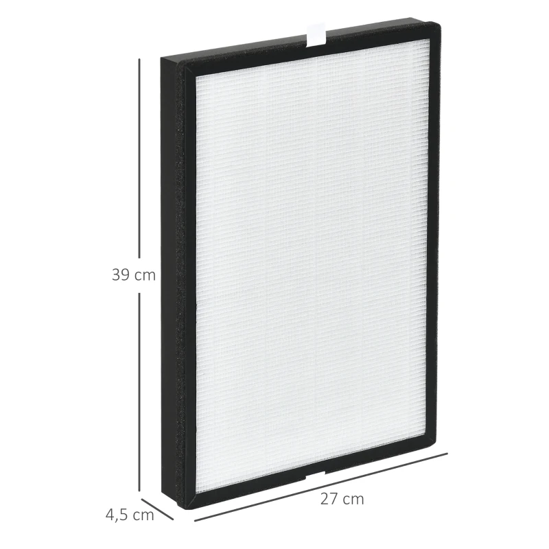 HOMCOM vervangingsfilter voor luchtreiniger H13 HEPA-filter actieve koolfilter wit + zwart 39 x 27 x 4,5 cm