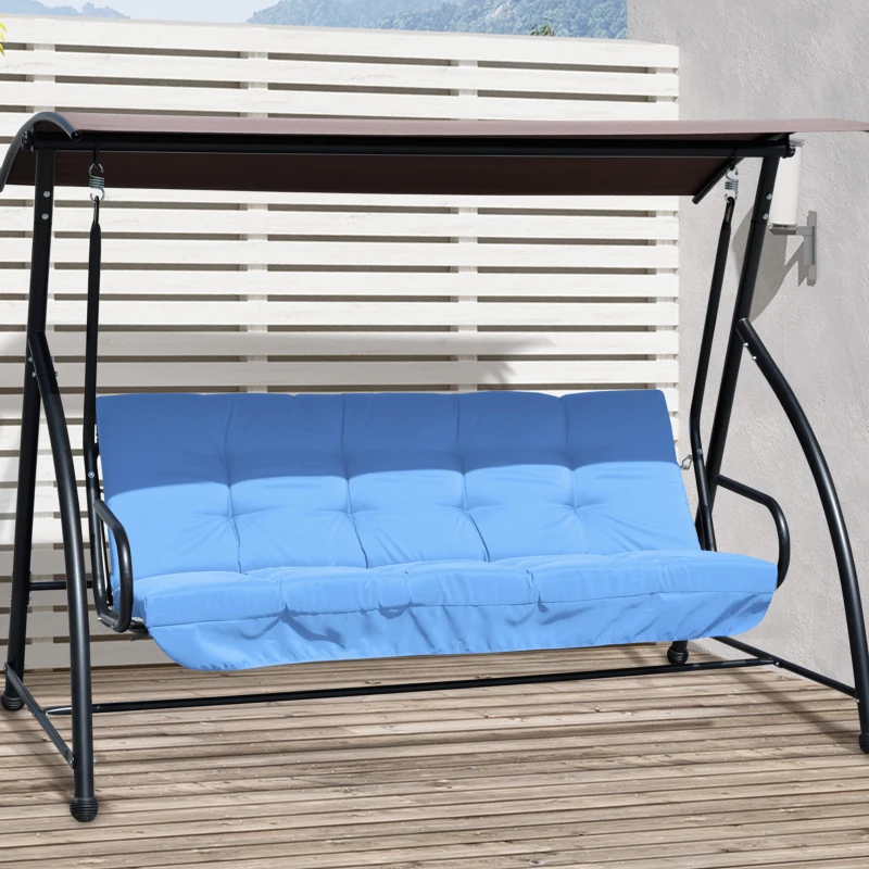 Outsunny kussenset voor veranda schommel 170 cm, stoelkussen, schommelkussen, zijkussen, blauw
