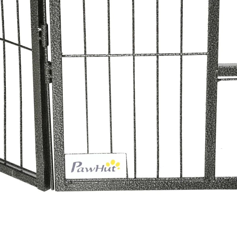 PawHut puppyren buiten 16 segmenten 60 cm hoog Pet Box Puppy Gate Hek Kinderbox Box Hond Behuizing Outdoor Grid Puppy Aanpasbaar met 2 Deuren Staal Grijs(m-9)