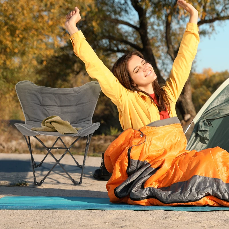 Outsunny campingstoel, draagbaar, opvouwbaar, tuinstoel, regisseursstoel, klapstoel, modern design voor outdoor picknicks, max. Belasting 120 kg Lichtgrijs 88 x 74 x 84 cm