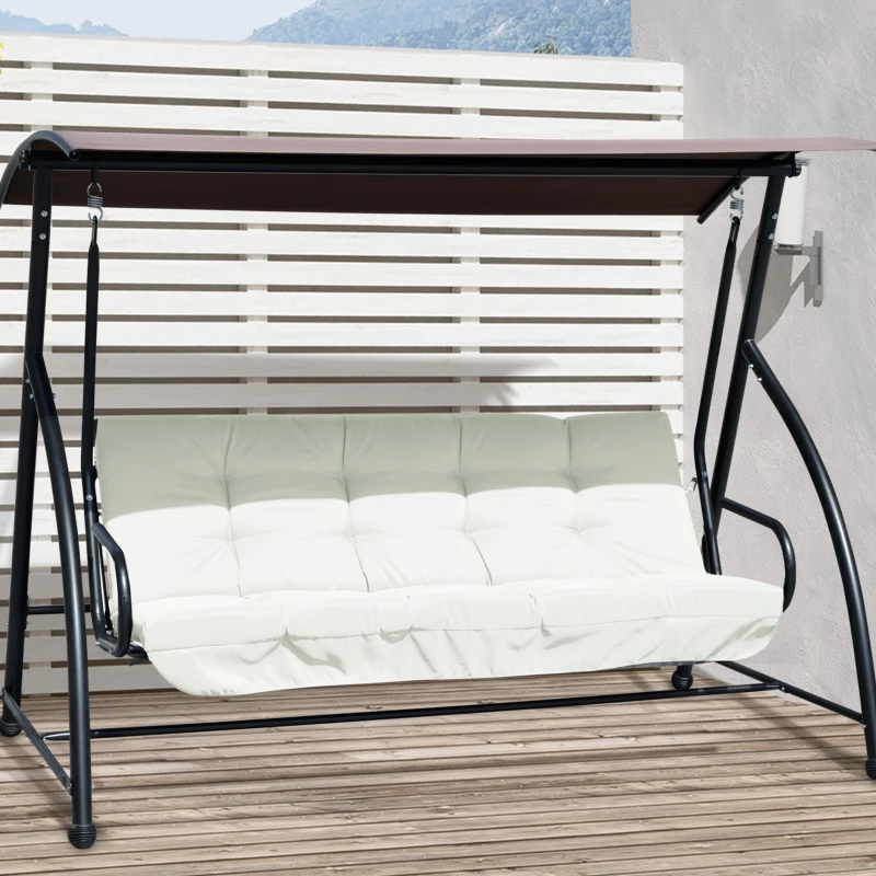 Outsunny kussenset voor veranda schommel 170 cm stoelkussen schommelkussen zijkussen beige