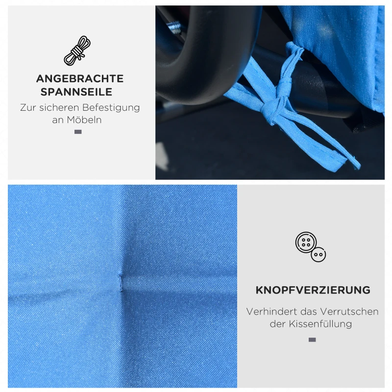 Outsunny kussenset voor veranda schommel 170 cm, stoelkussen, schommelkussen, zijkussen, blauw