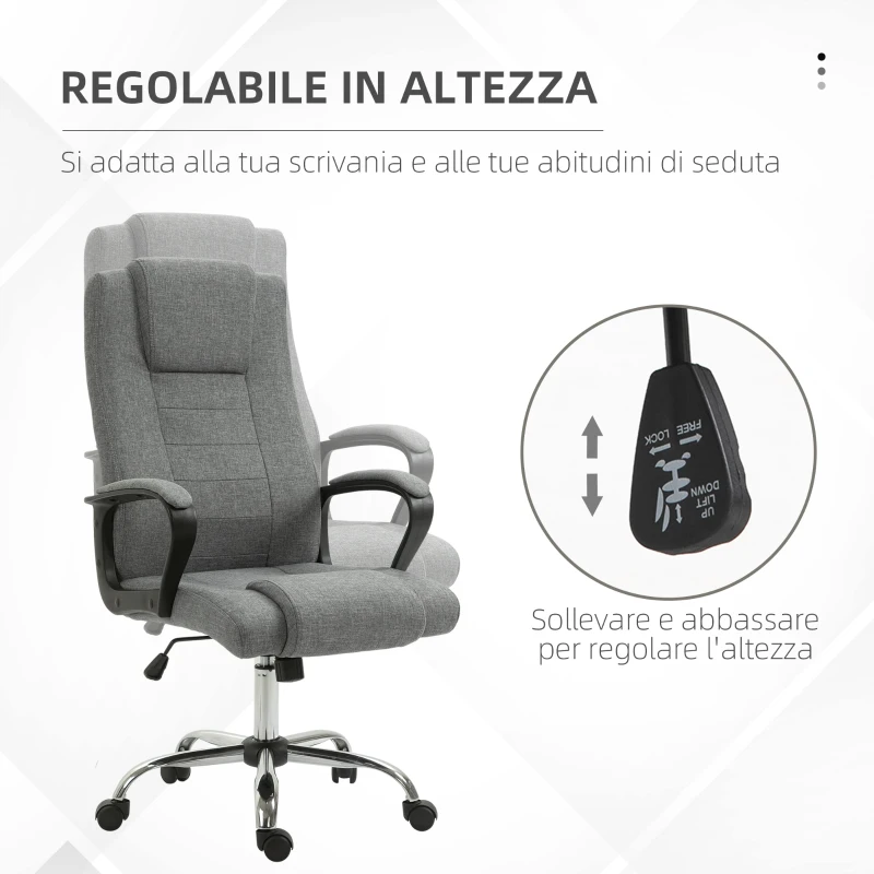 Vinsetto Sedia da Ufficio Presidenziale Ergonomica Basculante e Imbottita con Altezza e Inclinazione Regolabile, 62 x 76 x 110-119cm
