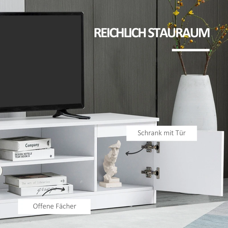 HOMCOM TV lowboard TV tafel TV meubel voor TV's TV dressoir tot 55 inch TV meubel met kastplank wit 120 x 39.5 x 40 cm