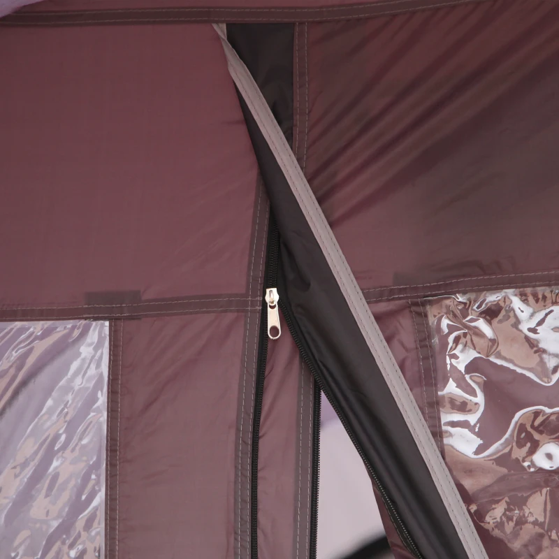 Outsunny campingtent 8 persoons tent tunneltent met voorkamer 4 ramen familietent PU3000mm voor trekking festival glasvezel donkergrijs 580 x 320 x 215 cm