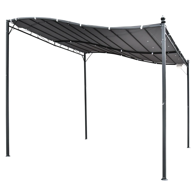 Outsunny Pergola Metaal 297x297cm Met Gebogen Dak voor Garden en Terrace voor Gezins Grijs(m-12)