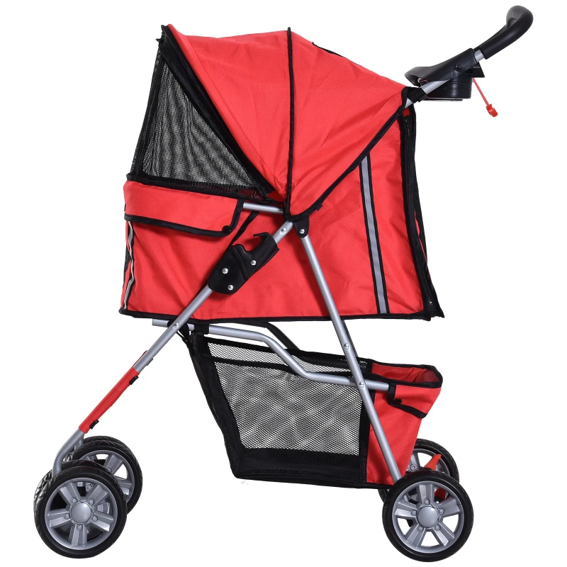 Pawhut Carucior Pliabil pentru Caini – 75×45×97 cm, Rosu