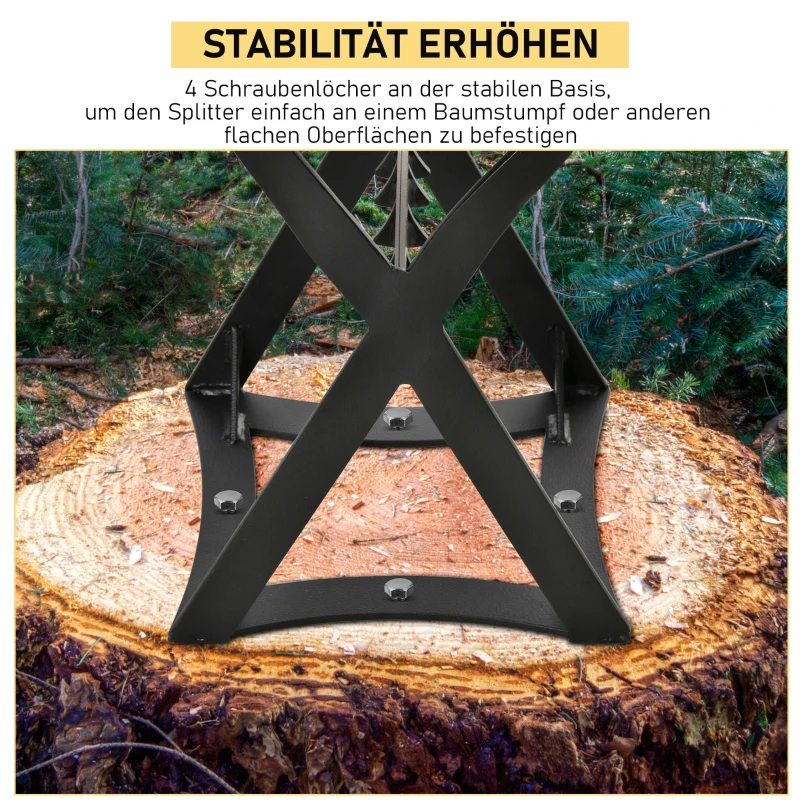 Outsunny Handmatige Koolstofstaal Log Splitter Thuis Brandhout Splitter Zwart Camping Outdoor Snel Brandhout Splitsen Tool Gemakkelijk te Gebruiken voor Thuis 9,7 "x 8,2" x 14,75".