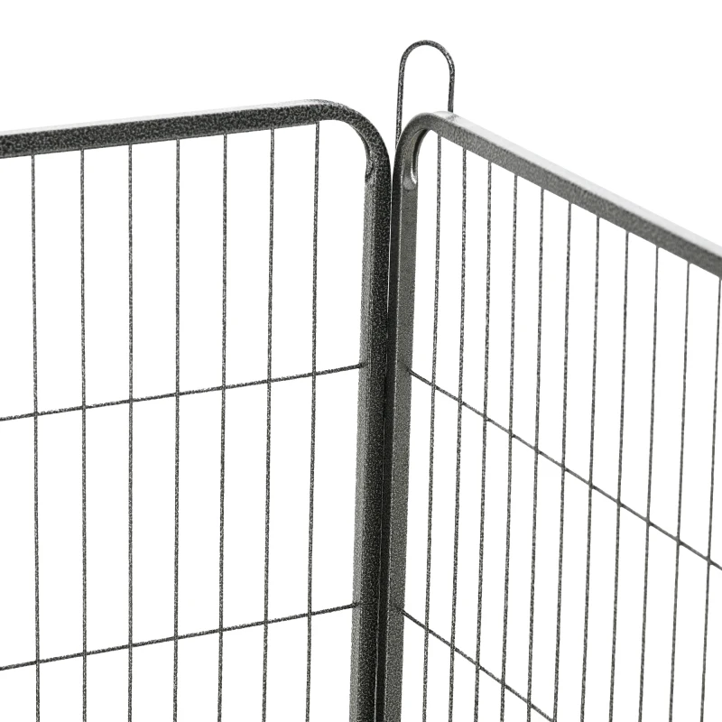 PawHut puppyren buiten 16 segmenten 60 cm hoog Pet Box Puppy Gate Hek Kinderbox Box Hond Behuizing Outdoor Grid Puppy Aanpasbaar met 2 Deuren Staal Grijs(m-8)