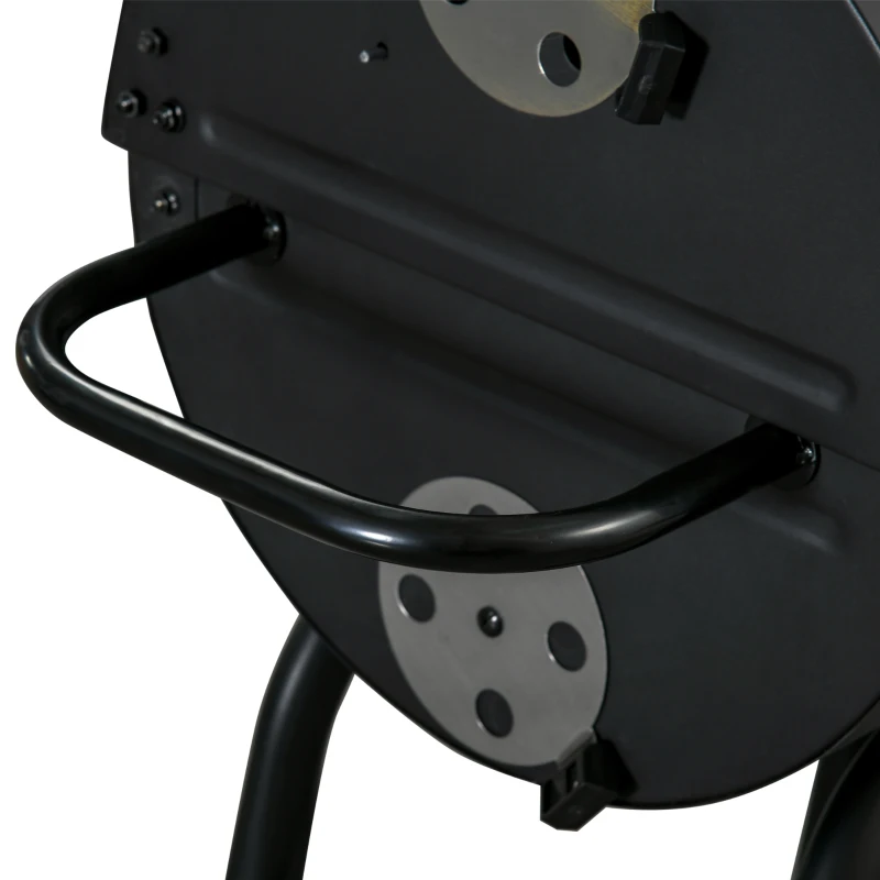 Outsunny Houtskoolgrill BBQ Tuingrill met Deksel en Planken Effectieve Hittebestendige Metalen Roker BBQ Warmhoudplaten Planken Tuinfeest Transportwielen Zwart 68 x 63 x 102 cm