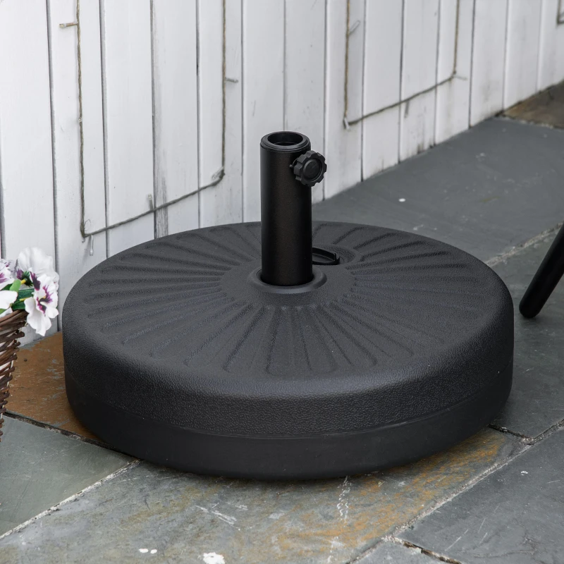 Outsunny Parasolvoet 21-26 kg Parasolstandaard voor Parasol Parasolstokken 38 mm Parasolvoet voor Tuinterras Balkon Cement Zwart Ø51 x 30H cm