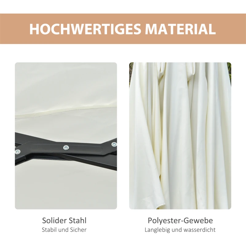 Outsunny parasol met LED zonne-energie 4,5 m dubbele parasol tuinparasol marktparasol terrasparasol ovaal zwart en crème wit