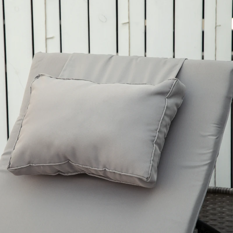 Outsunny ligbed 2-in-1 poly rotan ligbed rotan ligbed tuinmeubel ligbed met stoffering 5 niveaus verstelbaar opvouwbaar lichtgrijs 200 x 60 x 40 cm