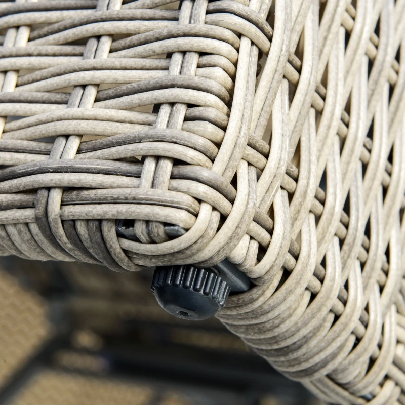 Outsunny 3-delige Polyrattan tuinmeubelset, tuinset, tuinset, loungeset, loungeset, loungemeubel met bijzettafel, aluminium kussens, lichtgrijs en beige