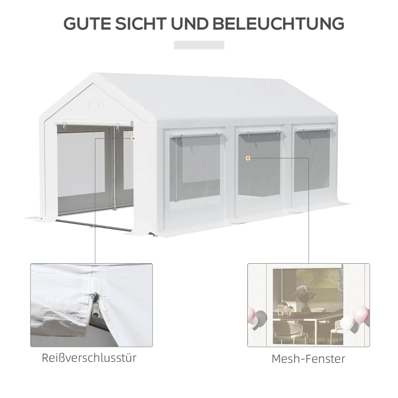Outsunny Tuinhuisje 6m x 3m Partytent met verwijderbare zijwanden Tuintent Tuinhuisje Deuren Ramen voor familiebijeenkomsten Outdoor Party Wit