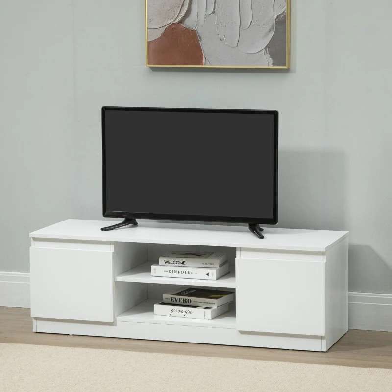 HOMCOM TV lowboard TV tafel TV meubel voor TV's TV dressoir tot 55 inch TV meubel met kastplank wit 120 x 39.5 x 40 cm