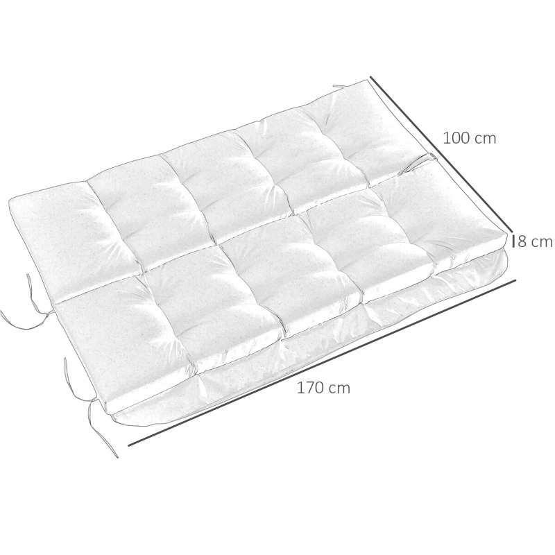 Outsunny kussenset voor veranda schommel 170 cm, stoelkussen, schommelkussen, zijkussen, blauw