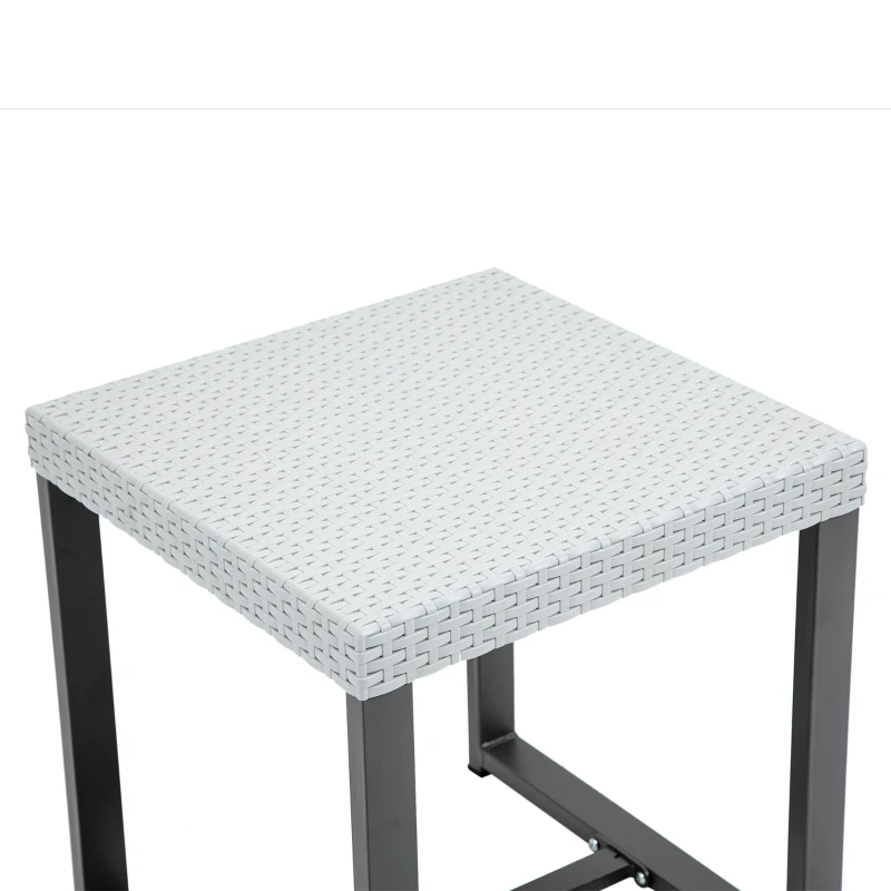 Outsunny poly rotan bistro set 3 st. Balkonmeubelset, tuinmeubelset met bijzettafel, tuinset, zitset met zitkussen, staal, zwart en grijs