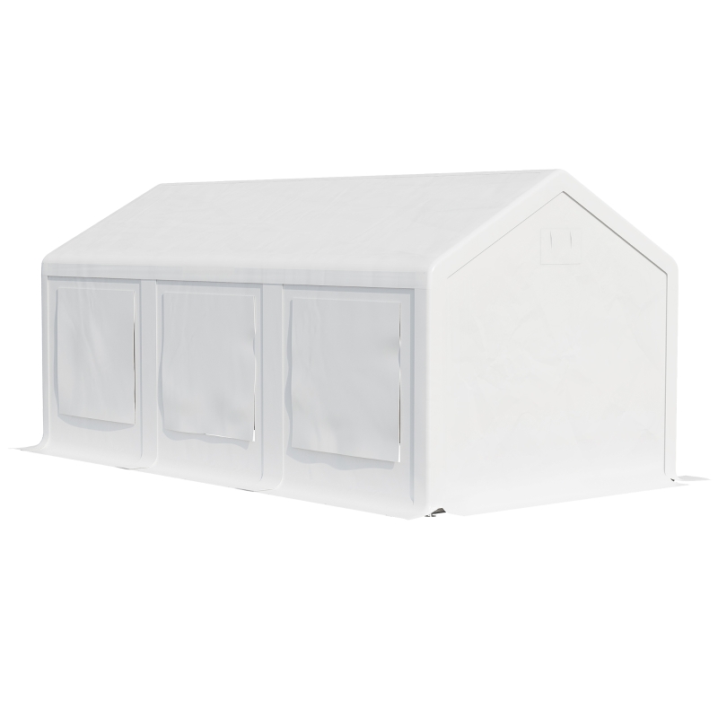Outsunny Tuinhuisje 6m x 3m Partytent met verwijderbare zijwanden Tuintent Tuinhuisje Deuren Ramen voor familiebijeenkomsten Outdoor Party Wit