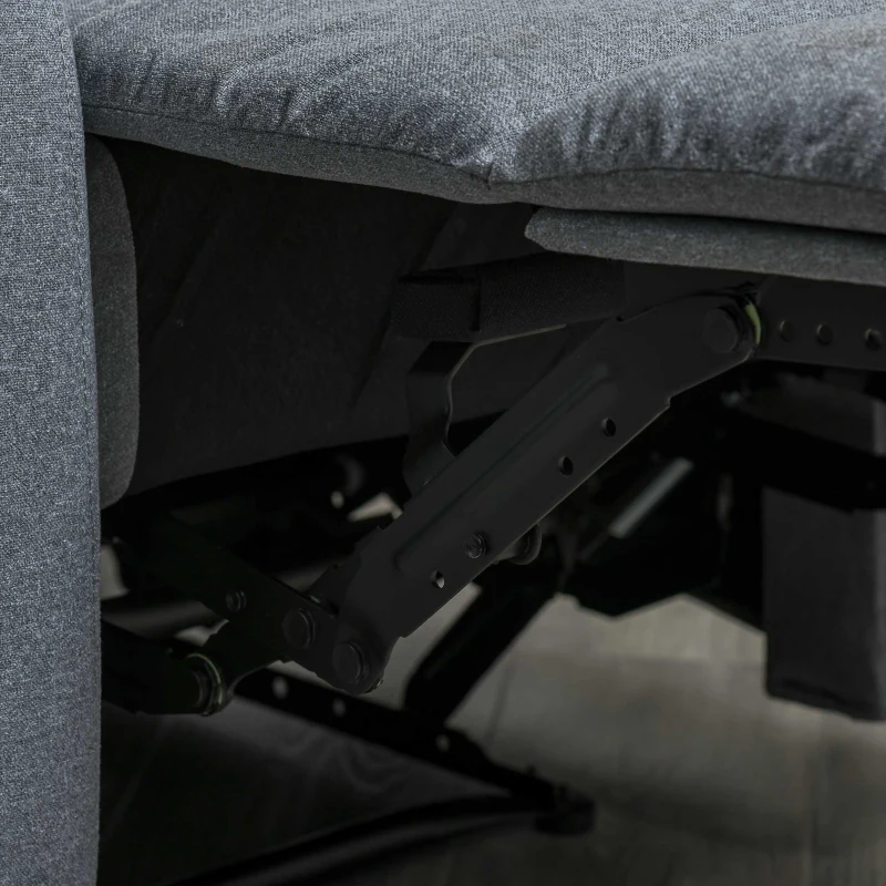 HOMCOM relaxfauteuil met ligfunctie TV fauteuil TV fauteuil fauteuil met zijvak Linnenachtig polyester Grijs 90 x 96 x 98 cm