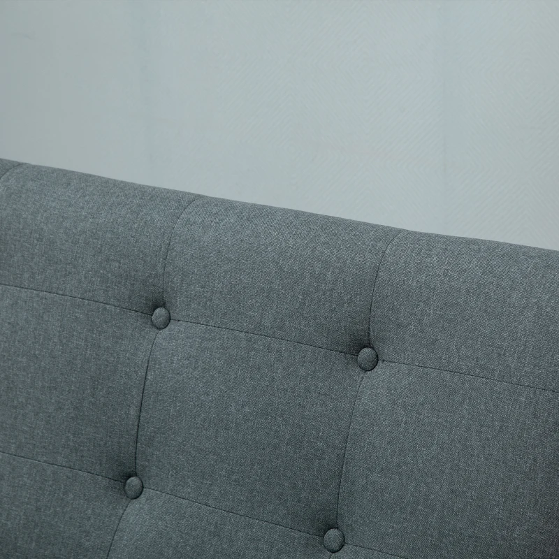 HOMCOM 2 zits bank twee zits stoffen bank tweezits bank bekleding loveseat compact design linnen rubber hout grijs 115 x 66.5 x 73 cm(m-8)