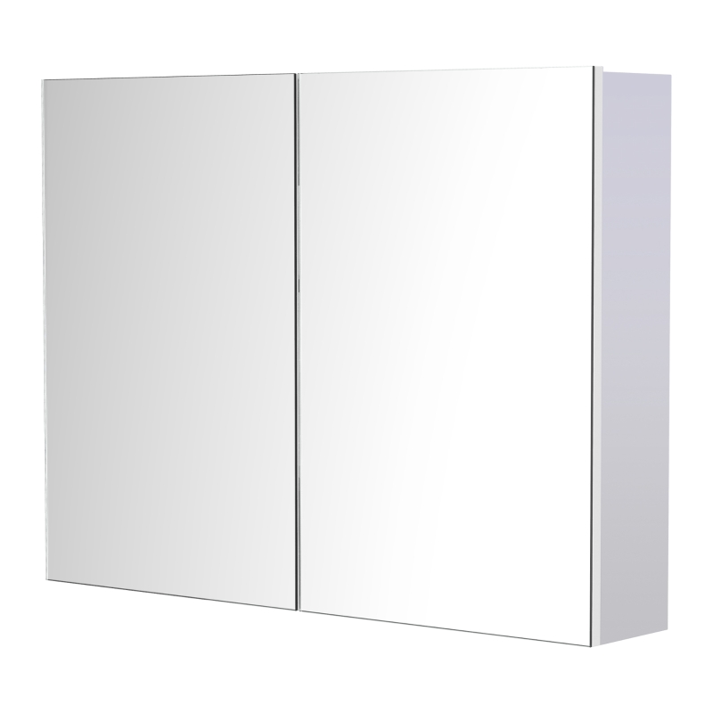 Homcom Armadietto Pensile da Bagno con Specchiera e 3 Ripiani in MDF Bianco 80 x 60 x 15cm