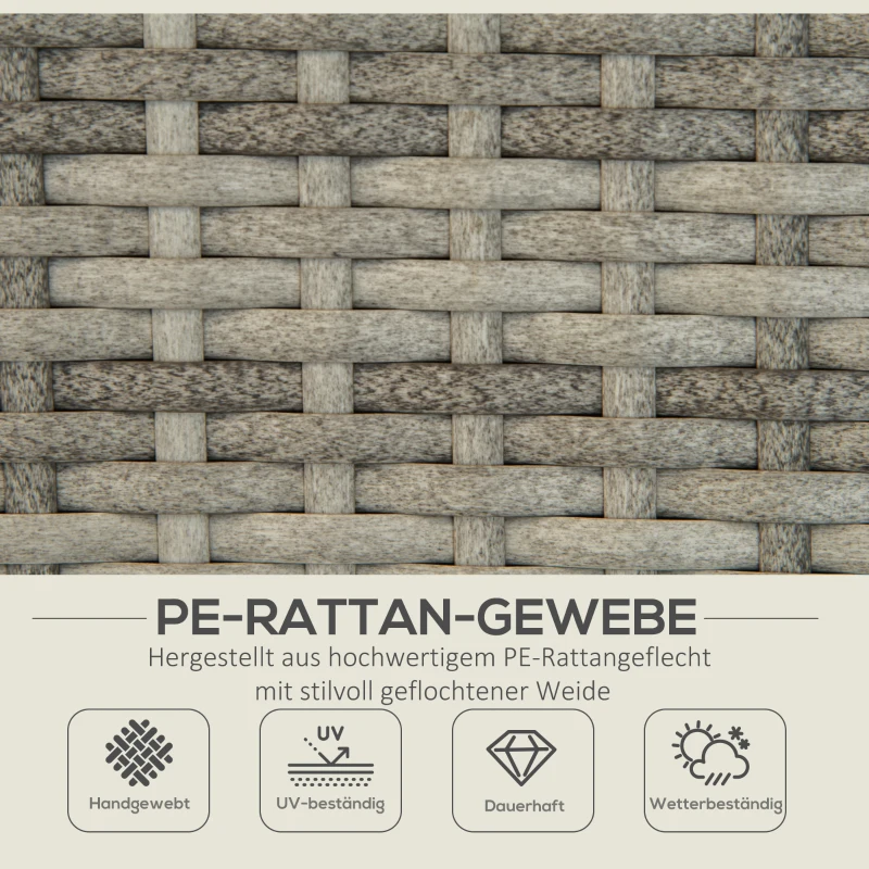 Outsunny ligbed 2-in-1 poly rotan ligbed rotan ligbed tuinmeubel ligbed met stoffering 5 niveaus verstelbaar opvouwbaar lichtgrijs 200 x 60 x 40 cm