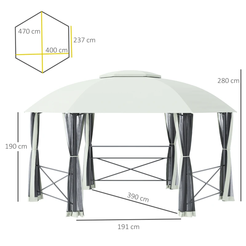Outsunny Tuinpaviljoen Partytent 4 x 5 m Partytent Weerbestendige waterafstotende tent met zijwanden en tweetraps dak Staal + polyester grijs