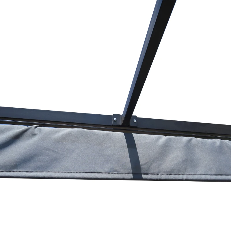 Outsunny Pergola Tuingazebo 3,9 x 2,9 m met zonneluifel en 4 automatische rolluiken Waterdicht voor tuinbekleding Tuinmeubelen Aluminium Polyester Donkergrijs