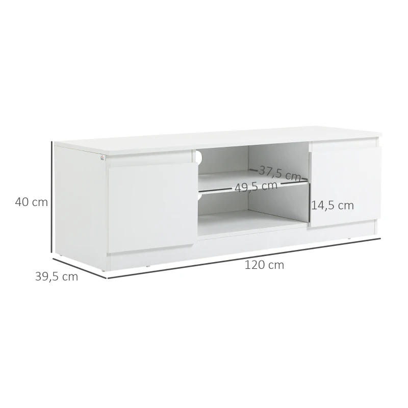 HOMCOM TV lowboard TV tafel TV meubel voor TV's TV dressoir tot 55 inch TV meubel met kastplank wit 120 x 39.5 x 40 cm
