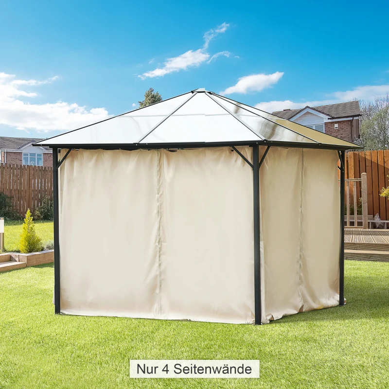 Outsunny Zijpanelen voor 3x3m Tuinhuisje, Polyester Privacy Panelen voor Tuinwoning Partytent, Beige