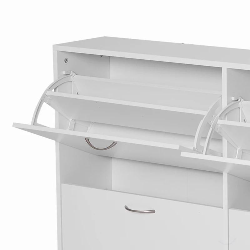 Homcom Dulap Pantofi Alb 120×24×81 cm – 24 Perechi, Design Lemn Compact(m-8)
