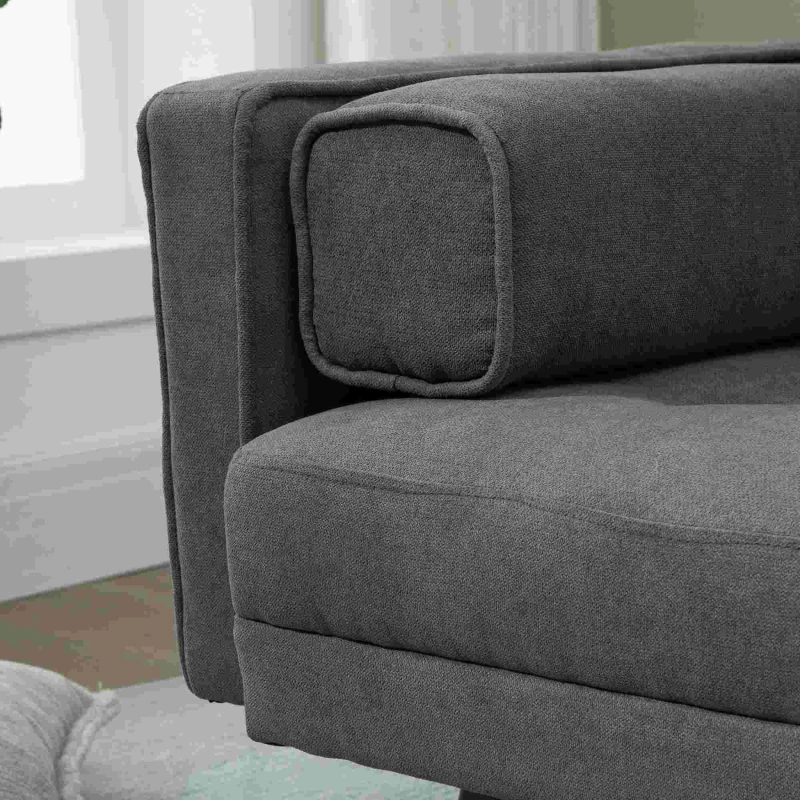 HOMCOM slaapbank opklapbare bank 3-zits stoffen slaapbank bank bank met slaapfunctie bankstel polyester hout grijs 208 x 81 x 92 cm