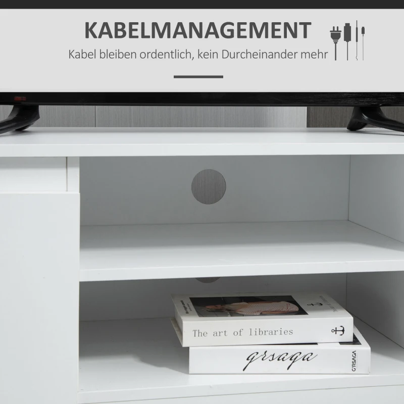 HOMCOM TV lowboard TV tafel TV meubel voor TV's TV dressoir tot 55 inch TV meubel met kastplank wit 120 x 39.5 x 40 cm