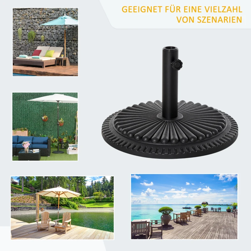 Outsunny parasolstandaard 15 kg parasolstandaard voor parasol ronde parasolstokken 35-48 mm parasolvoet voor tuinterras balkon cement Ø49 cm zwart