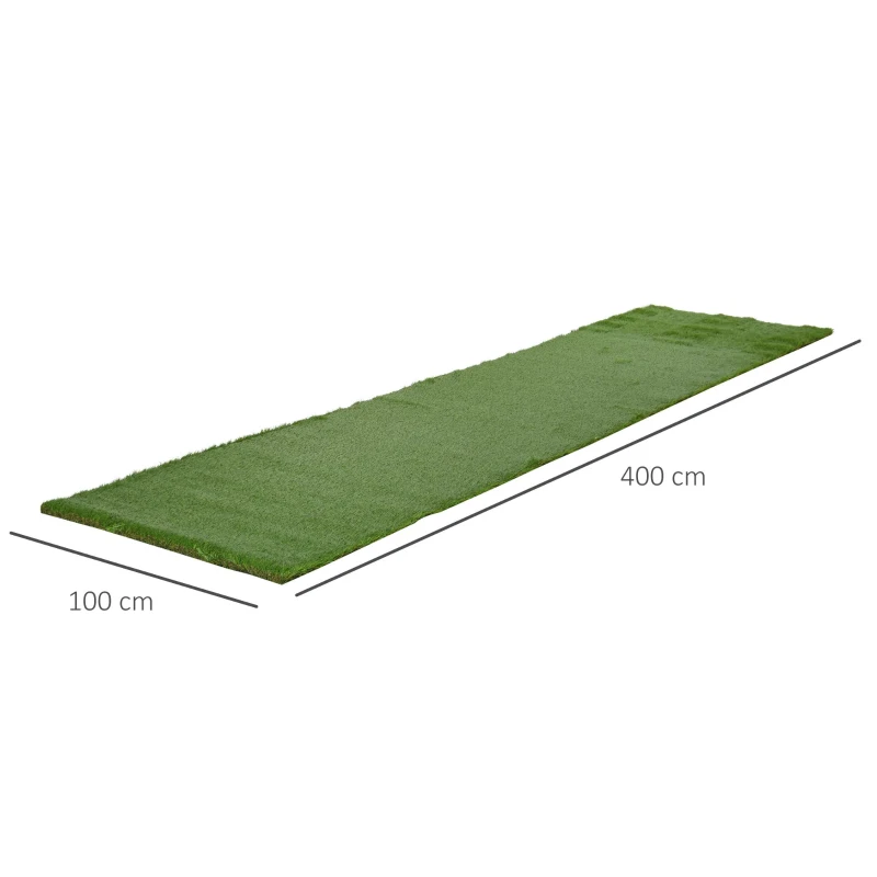 Outsunny Tappeto Erboso Sintetico 4x1m Erba 40mm, Finto Prato Verde Anti-UV Atossico e Drenante per Giardino e Cortile