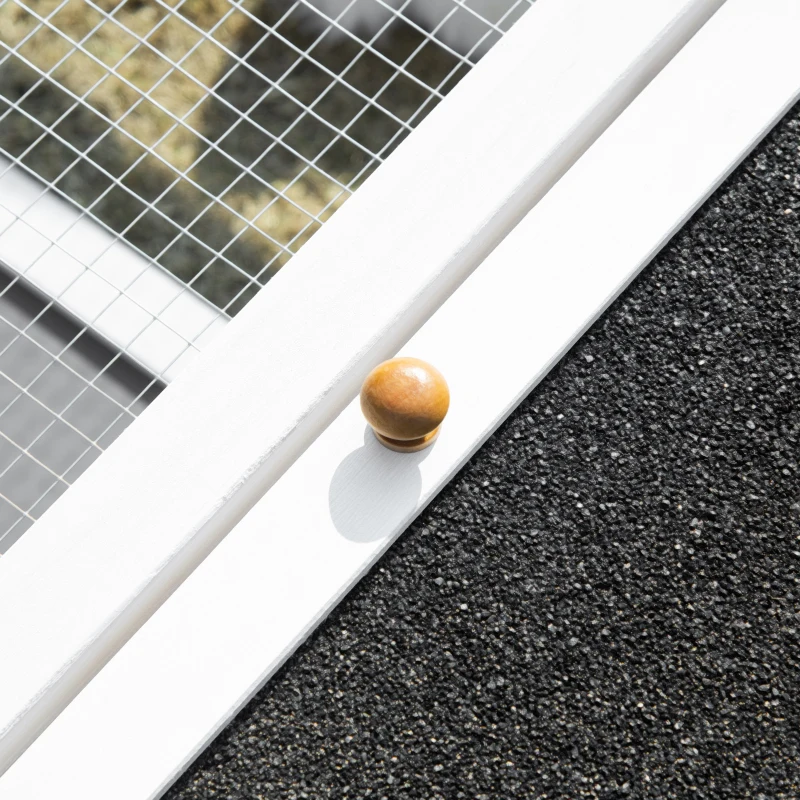 Pawhut Kleintierstall mit Freigehege wetterbeständig Tannenholz Weiß + Grau + Schwarz