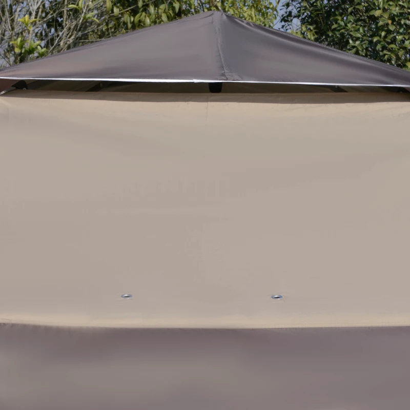 Outsunny Tenda dobrável 3,96x3.96 m com telhado duplo altura ajustável com bolsa de transporte de aço tecido Oxford Proteção UV para festas, casamentos Cáqui e café